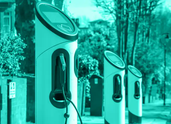Electric car charging station on street